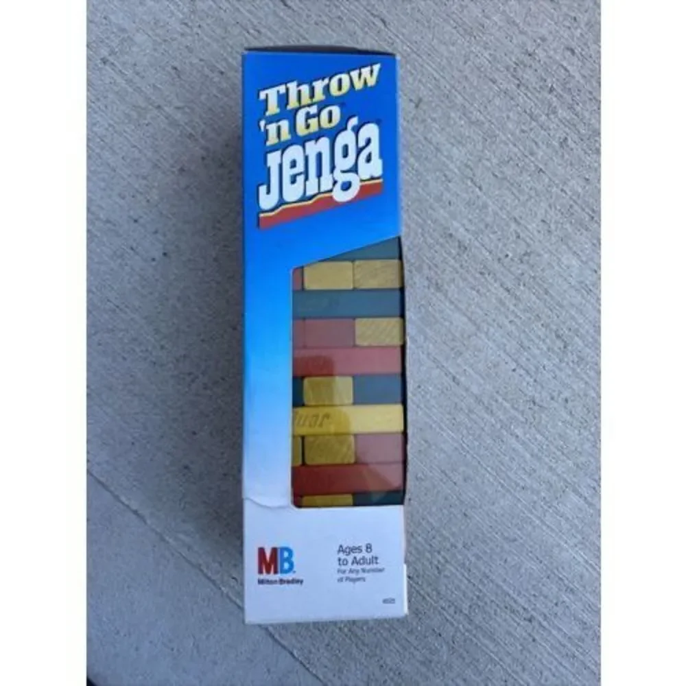 *Vintage 1995 Throw 'N Go Jenga Wood Tower Game Stack Milton Bradley MB COMPLETE
